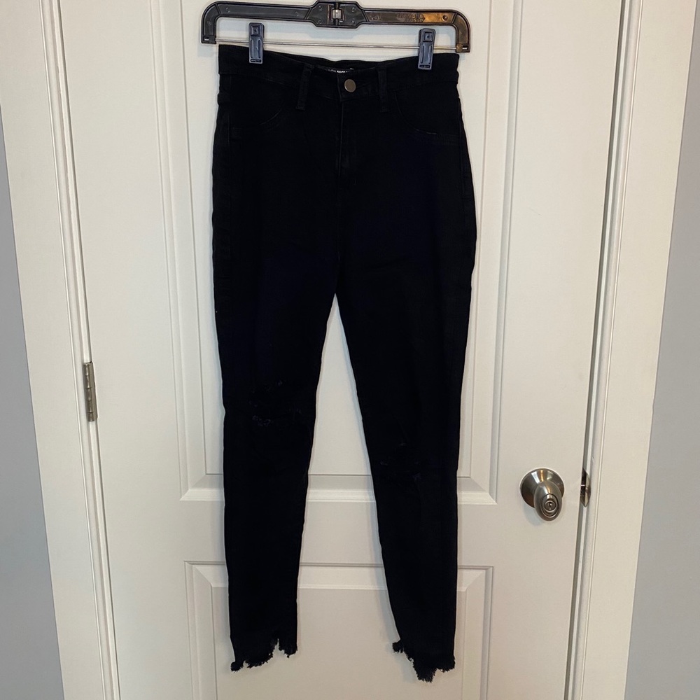 Fashion Nova Black Distressed Skinny Jeans